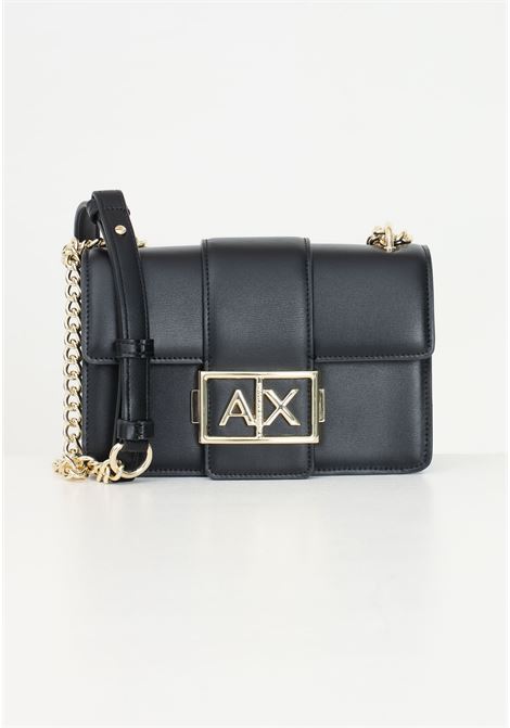 Black women's shoulder bag with metallic AX logo ARMANI EXCHANGE | 9491954F78600020